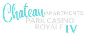 The image displays the logo for Chateau Apartments, Park Casino, and Royale IV.